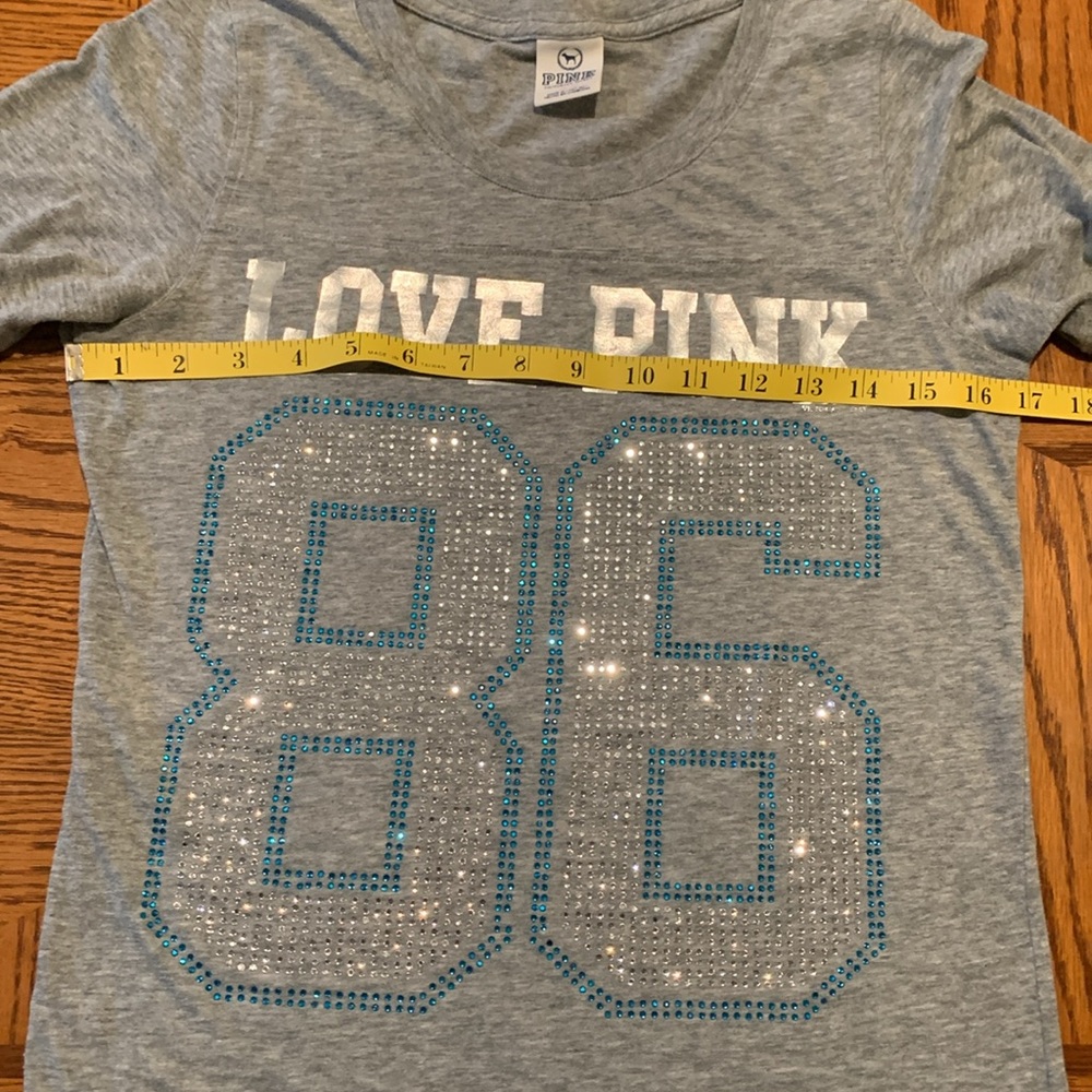 PINK Victoria’s Secret Love Pink 86 Bling Tee • Size Medium - Picture 6 of 8